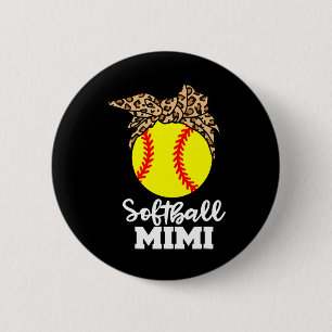 Softball Mimi Funny Leopard Mimi 2 Inch Round Button