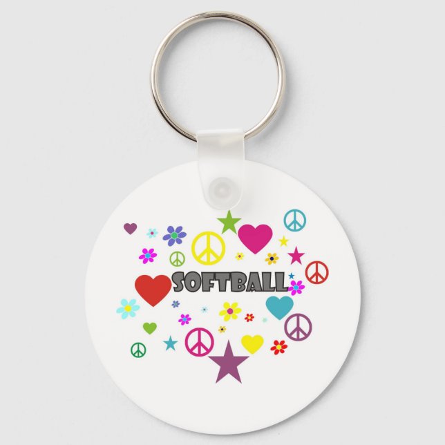 Softball Mixed Graphics Keychain (Front)