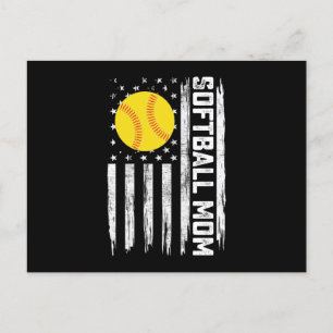Softball Mom American Us Flag Vintage Mother's Day Postcard