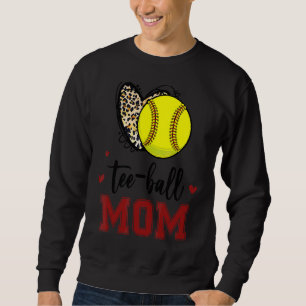 Softball Mom Ball Mom Heart Leopard Mother's Day M Sweatshirt