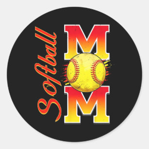 Softball Mom Funny Baseball Mom Mother's Day Softb Classic Round Sticker