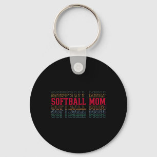 Softball Mom Funny Layered Text Mother Mama Coach Keychain