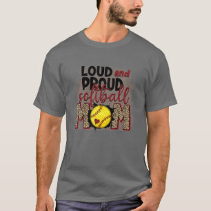 Softball Mom Funny Softball Lovers Leopard Graphic T-Shirt