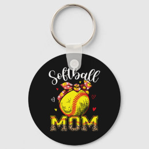 Softball Mom Headband Leopard Softball Ball Mother Keychain
