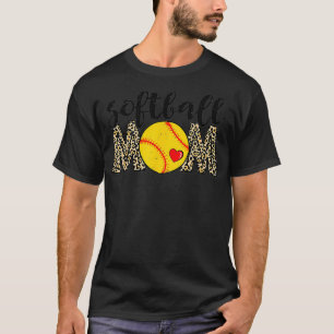 Softball Mom Leopard Baseball Sports Lovers Mother T-Shirt
