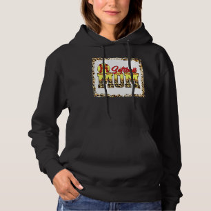 Softball Mom Leopard Bleached Mom Mama Mother's Da Hoodie