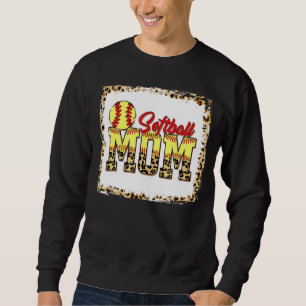 Softball Mom Leopard Bleached Mom Mama Mother's Da Sweatshirt