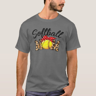 Softball Mom Leopard Funny Baseball Mom Mother's D T-Shirt