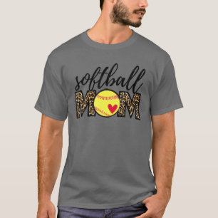 Softball Mom Leopard Funny Baseball Mom Mother's D T-Shirt
