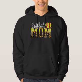 Softball Mom Leopard Heart Sport Mother's Day 1 Hoodie