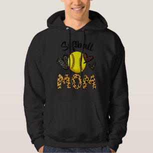 Softball Mom Leopard Print Bleached Distressed Tre Hoodie