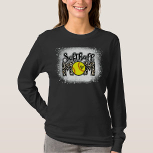Softball Mom Leopard Print Bleached Distressed Tre T-Shirt