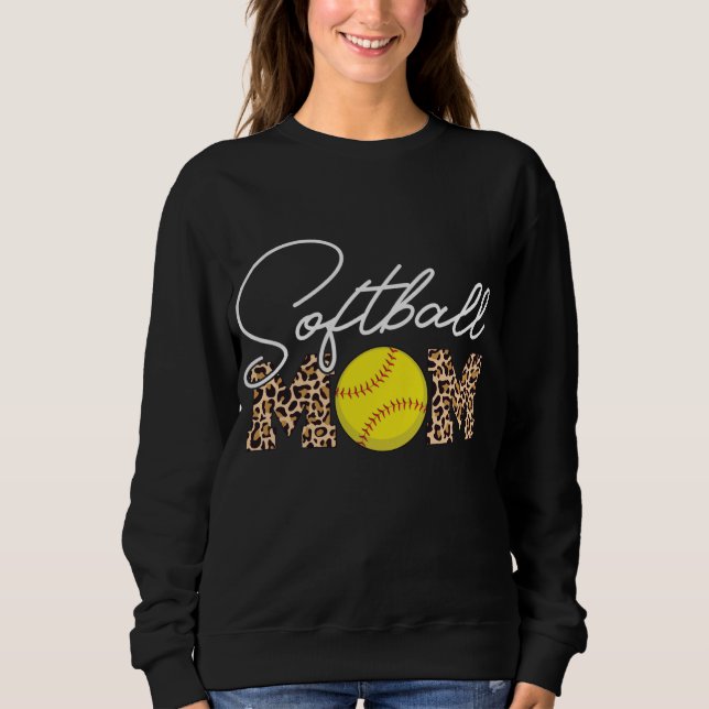 Softball Mom Leopard Print Sweatshirt (Front)