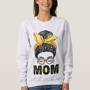 Softball Mom Messy Bun Softball Life Mom  Sweatshirt