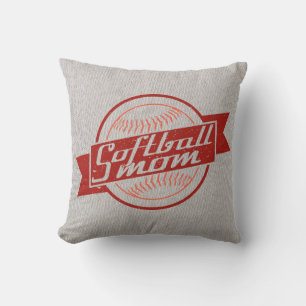 Softball Mom Name & Number Pillow Cushion