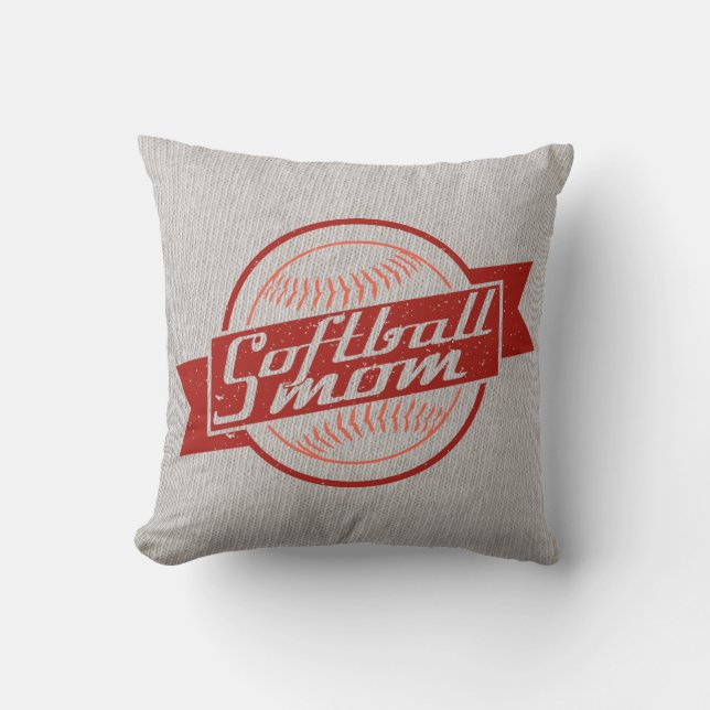 Softball Mom Name & Number Pillow Cushion (Front)