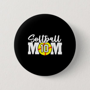Softball Mom Number #10 2 Inch Round Button
