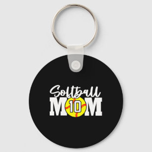 Softball Mom Number #10 Keychain