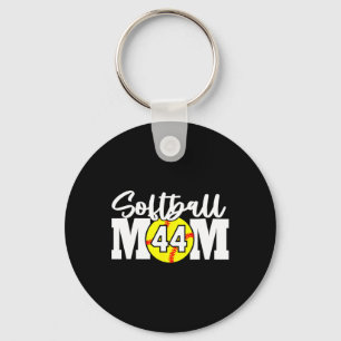 Softball Mom Number #44 Keychain