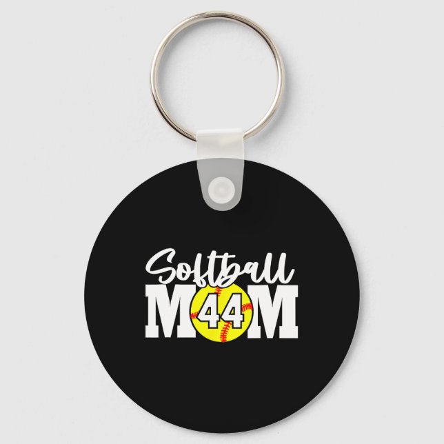 Softball Mom Number #44  Keychain (Front)