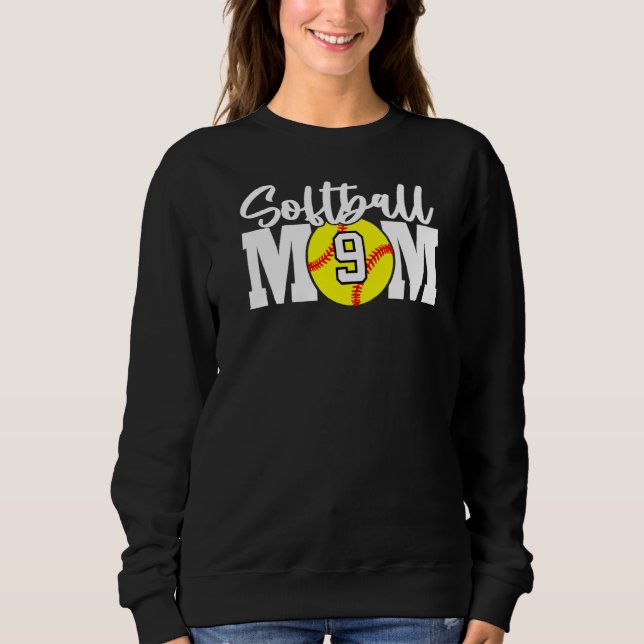 Softball Mom Number 9 Sweatshirt (Front)
