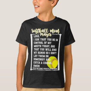 Softball Mom Prayer Game Day Baseball Christian Re T-Shirt