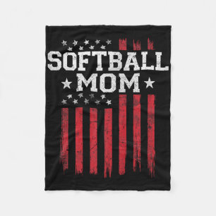 Softball Mom Proud American Flag Usa Patriot Patri Fleece Blanket