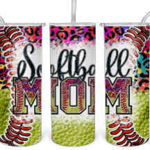 Softball Mom Rainbow Leopard Tumbler Sports MAMA