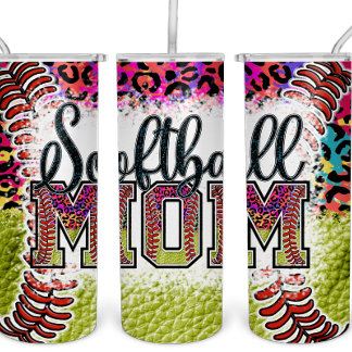 Softball Mom Rainbow Leopard Tumbler Sports MAMA