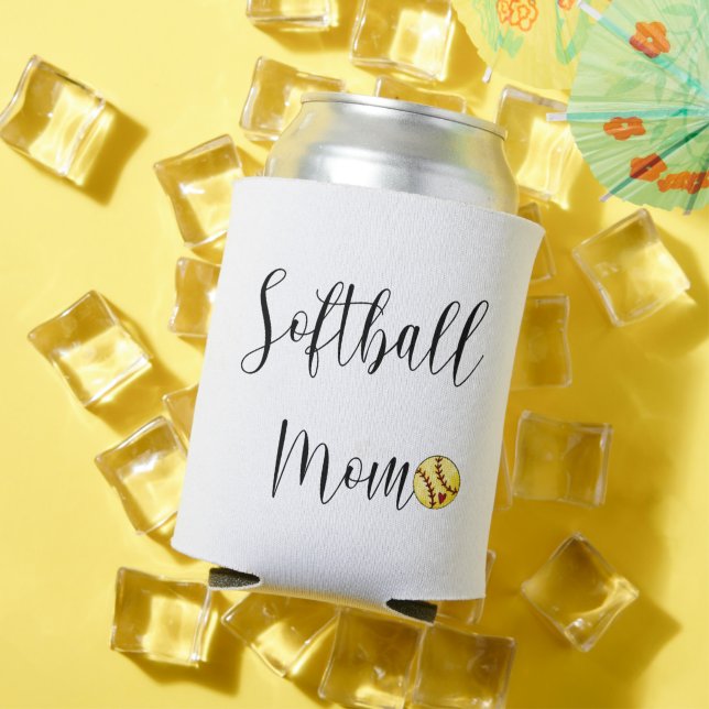 Softball Mom Script Custom Player Number Can Cooler (In Situ Summer)