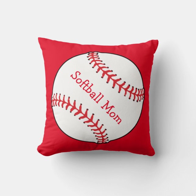 Softball Mom Square Throw Pillow (Front)