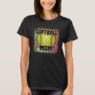 Softball Mom Tie Dye Leopard Print Yellow Ball T-Shirt