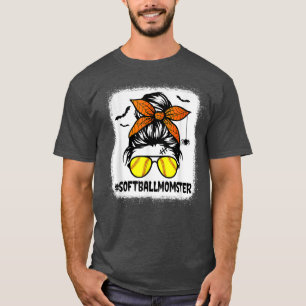 Softball Momster  For Women Halloween Mom Messy Bu T-Shirt