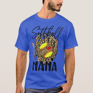 Softball Nana Leopard Game Day Softball Lover Moth T-Shirt