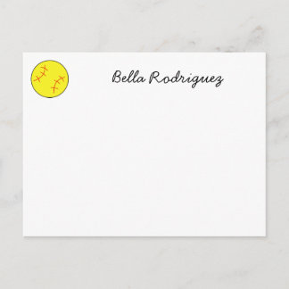 Softball Notecard, Postcard, Customized Postcard