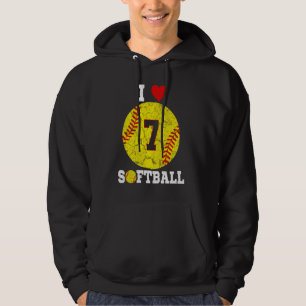 Softball Number #7 Softball Lover Vintage Retro Hoodie