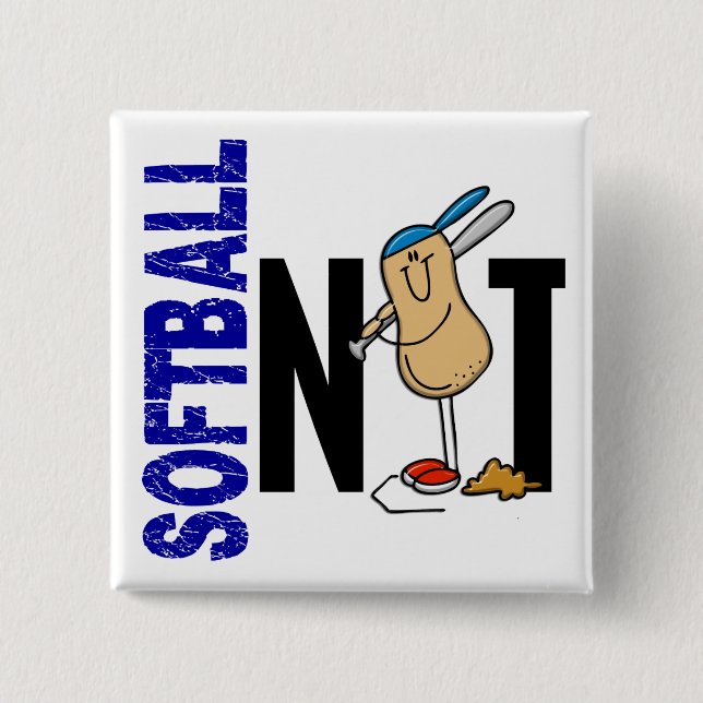 Softball Nut 1 2 Inch Square Button (Front)