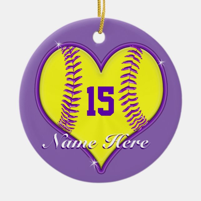 Softball Ornament Your NAME, NUMBER or Delete it (Front)