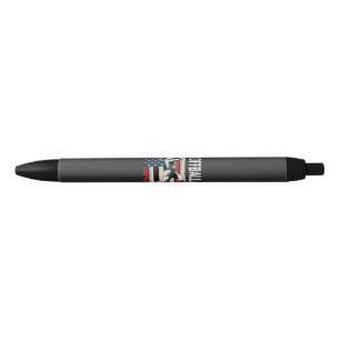 Softball Papa American US Flag Black Ink Pen