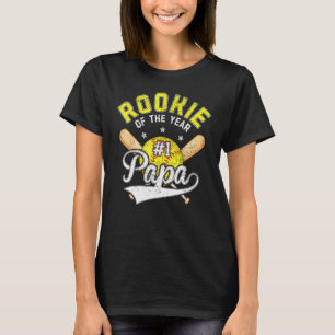Softball Papa Rookie Of The Year 1st B day Theme M T-Shirt