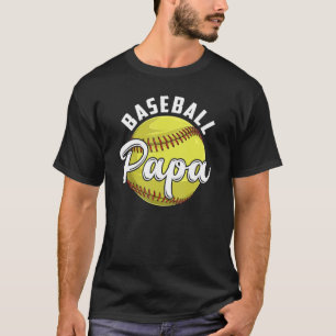 Softball Papa Vintage Retro Softball Fathers Day M T-Shirt