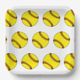 Softball Party Paper Plates