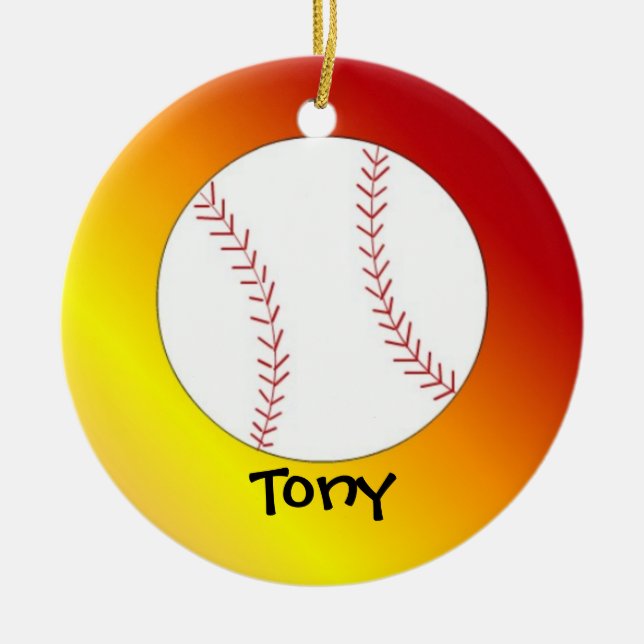 Softball Personalize With Name Ceramic Ornament (Front)
