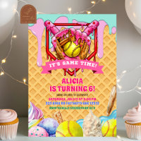 Softball Pink Ice Cream Drip Birthday Party