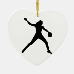 Softball pitcher ceramic ornament