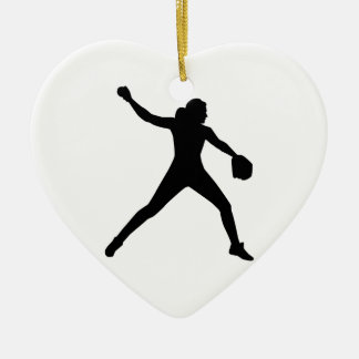 Softball pitcher ceramic ornament