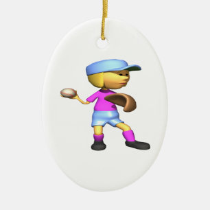 Softball Pitcher Ceramic Ornament