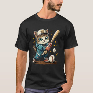 Softball player Cat on Softball T-Shirt