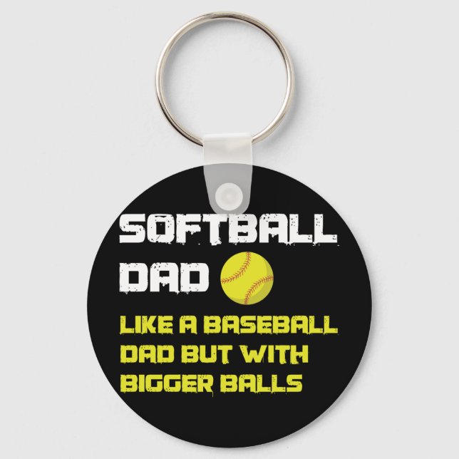 Softball Player Dad Humour Keychain (Front)
