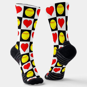Softball Player Fastpitch Softballs & Heart Sports Socks